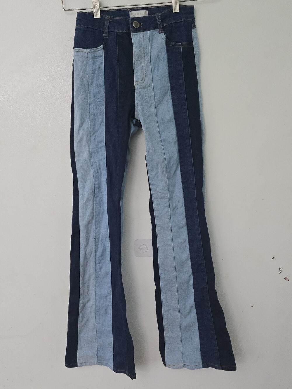 Altar'd State Jeans Women's 26 Two Tone Blue Flare Bell Bottom Brats Retro